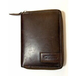 European Brown Leather Zip Wallet Coin Pocket Menzo Austria Heritage